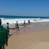 Mozambique, Macaneta beach, fishermen