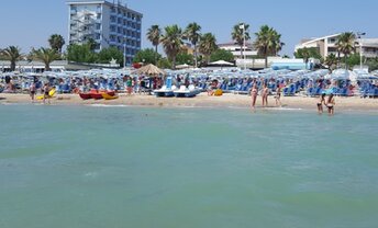 Italy, Abruzzo, Alba Adriatica beach, view from water