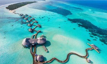 Maldives, Noonu, Soneva Jani island, aerial view