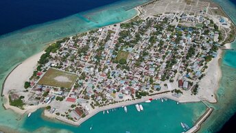 Maldives, Noonu, Velidhoo island, aerial view