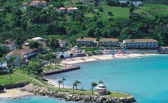 Antigua, Blue Waters beach, aerial view