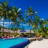 Cook Islands, Rarotonga, Manuia beach, pool & palms