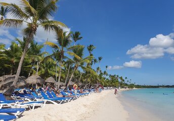 Dominican Republic, Playa Dominicus beach, sunbeds