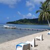 French Polynesia, Raiatea, Marae Taputapuatea beach, chairs