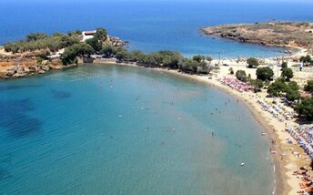Greece, Crete, Agioi Apostoli beach, west, aerial view