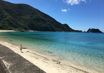 Japan, Amami Oshima, Yadon Beach, left
