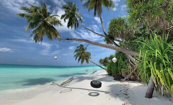 Maldives, Laamu, Gan Laamu island, Mukurimagu Beach