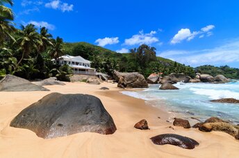 Seychelles, Mahe, Anse Machabee beach, left
