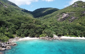 Seychelles, Mahe, Anse Major beach, aerial view