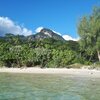 Seychelles, Mahe, Port Glaud Lagoon beach, view from water