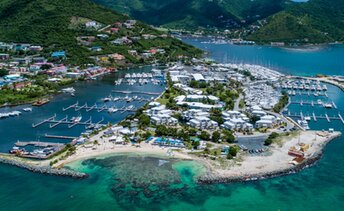 BVI, Tortola, Nanny Cay beach, aerial view