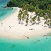 Dominican Republic, Cayo Levantado island, public beach, aerial view