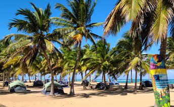 Dominican Republic, Playa La Vacama beach, campsite