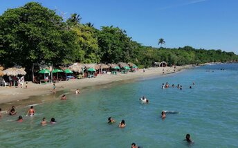 Dominican Republic, Playa Palenque beach, view from water