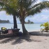 French Polynesia, Raiatea, Motu Iriru islet, picnic table