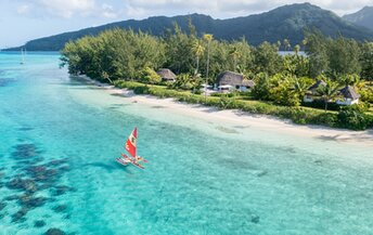 French Polynesia, Raiatea, Nao Nao island, beach, aerial