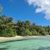 Maldives, Gaafu, Dhigurah island, beach, view from water