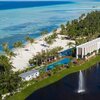 Maldives, Gaafu, Pullman Maldives All-Inclusive Resort, beach & lake, aerial view