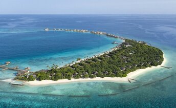 Maldives, Shaviyani, Vagaru island, aerial view