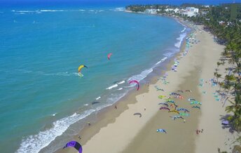 Dominicana, Cabarete beach, kite, aerial view