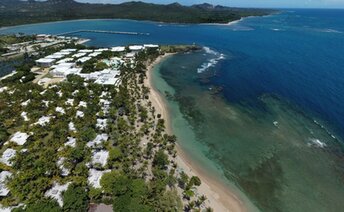 Dominicana, Playa Bachata beach, aerial view, west