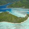 French Polynesia, Huahine, Motu Mahare beach, aerial view