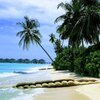 Maldives, Gaafu, Havoddaa island, beach, sand bags