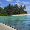 Maldives, Gaafu, Meradhoo island, beach, view from pier