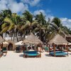 Mexico, Yucatan, Playa Puerto Morelos beach, view from water