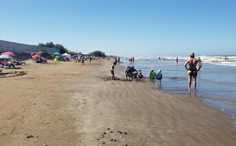 Argentina, Santa Teresita beach, wet sand