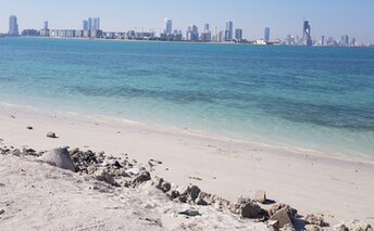 Bahrain, Bahrain Bay beach, city view