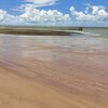 Brazil, Praia do Caura beach, wet sand