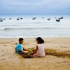 China, Saniangwan beach, children