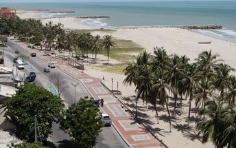 Colombia, Riohacha beach, breakwaters