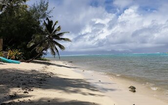 Cook Islands, Rarotonga, Tikioki beach, water edge