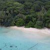 French Polynesia, Huahine, Hana Iti beach, aerial view