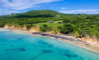 Puerto Rico, Vieques, Black Sand beach, aerial view