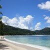 Seychelles, Mahe, Baie Lazare public beach, view to east