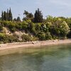 Slovenia, Debeli rtic beach, view from water