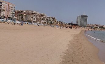 Spain, Melilla beach, buildings