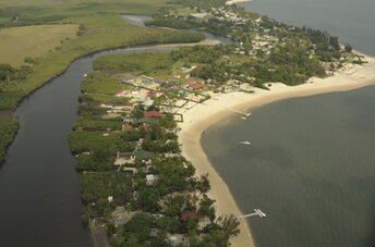 Gabon, La Pointe Denis beach, aerial view