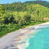 Seychelles, Mahe, Police Bay beach, aerial view