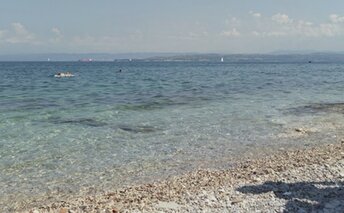 Slovenia, Delamaris beach, clear water