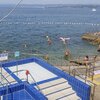 Slovenia, Delamaris beach, view from above