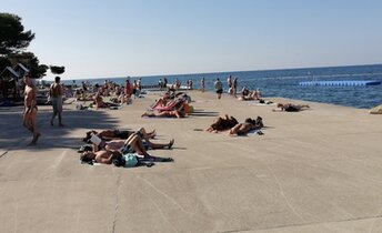 Slovenia, Zusterna beach, concrete blocks