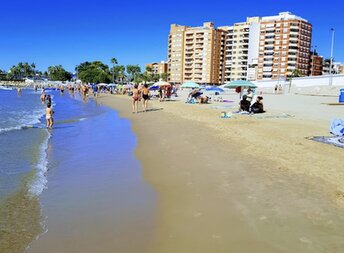 Spain, Valencia, Benicarlo beach, wet sand