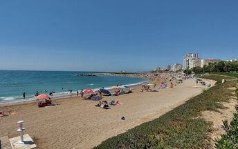 Spain, Valencia, Vinaros beach, view from above