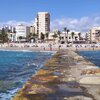 Spain, Valencia, Vinaros beach, view from pier