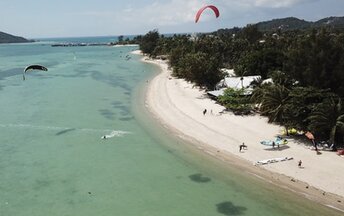 Thailand, Phangan, Pier Beach, aerial view