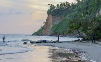 Trinidad and Tobago, Trinidad, Marac beach, evening fishing